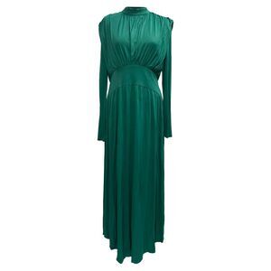 Farm Rio Cutout Gathered Jersey Maxi Dress in Green Viscose